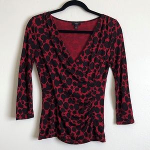 Talbots Petites Red and Black Long-sleeve Top